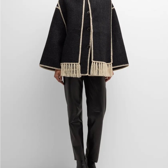 Toteme Fringe Embroidered Scarf Wool Jacket - Picture 2 of 4